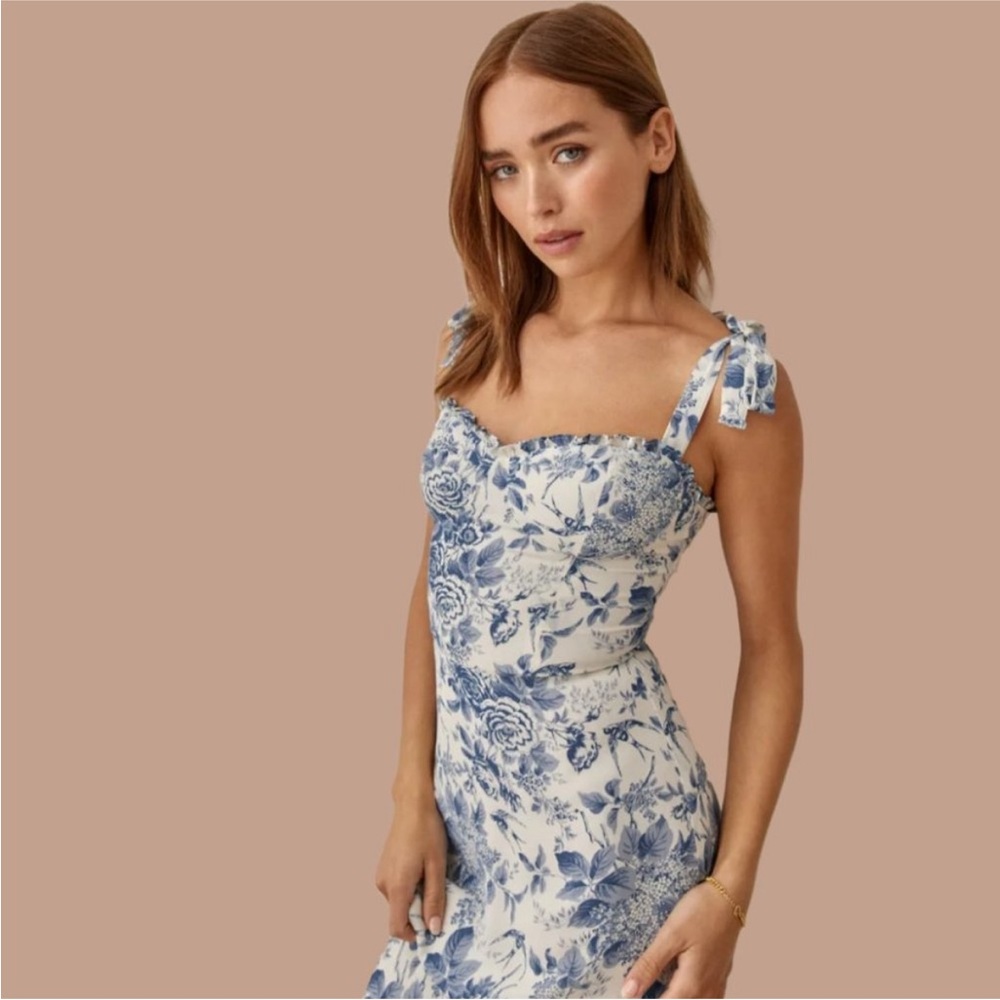 Reformation Nikita Dress Blue and White Floral - Picture 6 of 10